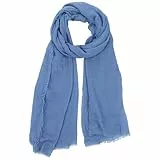 Abeillo Baumwollmischung Schal Damen, Vintage Crinkle Schal, Einfarbige Leinenschals mit Fransen, Elegant Multifunktions Tuch Shawl für Damen, 95×180CM (Hellblau)