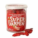 Super Garden Gefriergetrocknete Erdbeeren in Scheiben - 100% Natürlich ohne Zusätze & Zucker - Knackige Fruchtscheiben für Müsli, Joghurt, Backen & Snacks - 20g Packung