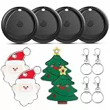 Smart Tag Tracker-4 Pack mit Schlüsselringen und Schutzhülle aus Leder (Weihnachtskollektion), Bluetooth-Finder (nur iOS), Schlüsselfinder, austauschbarer Akku, Etikett-Tracker, wasserdicht