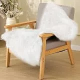 ORINOVA Teppich Schlafzimmer Weiß Flauschig 60x90 cm Fellteppich Kunstfell Kuschel Teppich Bettvorleger Wohnzimmer Kinderzimmer Klein Weich Deko Waschbar