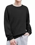 Arshiner Kinder Sweatshirt Schwarz Mode Langarm Oberteile Jungen Rundhals Pullover Boys Einfarbig T-Shirt Kinderbekleidung 160/13-14 Jahre