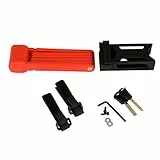 FISCHER 85891 Faltschloss inkl Halterung und 2 Sicherheitsschlüssel | rot 85 cm