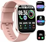 uaue AI Smartwatch Herren Damen, 1.91' Smart Watch mit ChatGPT-AI und Telefonfunktion, Pulsuhr/Schlafmonitor/Schrittzähler/110+ Sportmodi Fitnessuhr, IP68 Wasserdicht Sportuhr, für Android iOS, Rosa