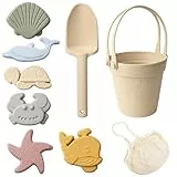 Silikon Strandspielzeug für Kinder 8-teiliges Sandspielzeug für Reisen mit Schaufel Eimer, Formen Sommerspiel im Freien Sandkasten Sand, Wasser Spielzeug Outdoor Spiele für Jungen Mädchen (B)