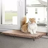 CanadianCat Company | Katzen Fensterliege groß Katzenbett Fensterbank - Snuggly Place - Large in beige, Flauschiges Fensterbrett Katze waschbar, ca. 75 x 35 cm