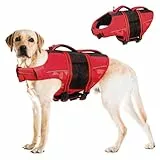 CITÉTOILE Schwimmweste Hund, Hunde Schwimmweste mit Griff und Reflektierend, Rettungsweste für Kleine Mittlere und Große Hunde mit Guter Auftrieb, Leicht und Sicher für Wassersport Rot 2XL