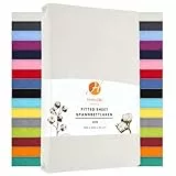 Heim24h Spannbettlaken 180x200cm bis 30 cm, Weiß, 100% Baumwolle Bettlaken, Öko Tex Zertifiziert Jersey Spannbetttuch