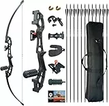Tongtu Pfeil und Bogen für Erwachsene 30lb 40lb Recurvebogen Set mit Bogenschießen Zubehör Sportbogen Erwachsene für Einsteiger (Schwarz, 40LBS)