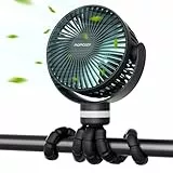 momcozy 8000 mAh Tragbarer Kinderwagen-Ventilatoren,27H Akkulaufzeit Clip Ventilator, 360° Abnehmbare 4 Geschwindigkeiten, LED-Nachtlicht, wiederaufladbarer USB-Ventilator,Reisen, Autositz, Büro