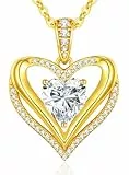 CDE Moissanite Anhänger Kette Damen Silber 925, Halskette für Damen Doppel Herz VVS1 D Farbe, Weihnachten Valentinstag Muttertags Geburtstag Schmuck Geschenke für Frauen Freundin Mama