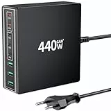 HSSNS USB-C Ladegerät Mehrfach: 440W 8 Ports Schnellladegerät mit 5 USB-C und 3 USB-A, Dual-PD PPS USB Netzteil für Laptop, MacBook, iPad, iPhone 16/15/14 Serie, Samsung und mehr