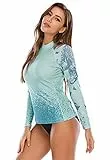 HUGE SPORTS Rash Guard für Damen Rashguard Langarm Bademode Shirts Schnell Trocknender Swimsuit (Alligator, 2XL)
