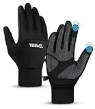 YESWEL Fahrradhandschuhe Herren Damen, Thermo Wasserdicht Handschuhe, Touchscreen Winterhandschuhe, Warme Winddichte Laufhandschuhe (Schwarz, L)