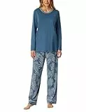 Schiesser Damen Schlafanzug Set lang Baumwolle Modal - Nightwear, atlantikblau_181237, 38