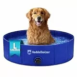 Veddelholzer Faltbarer Hundepool (L) 120 x 30 cm rutschfest – Robuster Hunde Swimmingpool platzsparend & stabil, ideal für Garten & Balkon, schneller Aufbau ohne Aufpumpen, für kleine & große Hunde