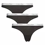 Calvin Klein Damen 3er Pack Strings Tangas, Schwarz (Black), L