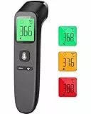 Fieberthermometer Kontaktlos, Stirnthermometer mit sofortigen genauen Messwerten, Fieberalarm, LCD-Anzeige und 35 Speicherabruf, Digitales Infrarot Thermometer für Kinder und Erwachsene (Tiefschwarz)