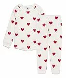 Petit Bateau Mädchen Pyjama, Weiss Marshmallow / Rot Terkuit, 10 Jahre