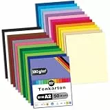 perfect ideaz - Tonkarton DIN-A2-50 Blatt Bastelkarton - 180 g/m² in 25 verschiedenen Farben je 2 Blatt - Blauer Engel zertifiziert, Made in Germany