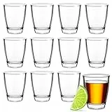 AOOTE Schnapsgläser Glas,12 Stück Schnapsgläser Set, 30ml Dickem Boden Shotgläser aus Glas, Spülmaschinenfest,Kleines Schnapsglas für Party Festival Liköre Tequila Ouzo Vodka