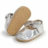 RVROVIC Baby Mädchen Mokassins Säugling Prinzessin Glitzern Premium Leichte weiche Sohle Prewalker Kleinkind Mädchen Schuhe(0-6 Monate,1-Silber)