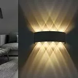 Lureshine Wandleuchte LED Innen, 22x8x5cm Up an Down Wandlampe, Aluminium-Druckguss Wandleuchte 8w Schwarz, Wandleuchte Innen 3000K Warmweiß, Wandlampe Innen für Wohnzimmer Garage [Energieklasse E]