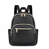 JIANLINST Rucksack n Klein PU Leder Cityrucksack Mini Rucksacktasche Wasserdicht Tagesrucksack Frauen Kleiner Tasche Daypack (Schwarz)