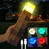 CJBIN Wall Fackel Nachtlicht, Craft Fackel Lampe mit 4 Farbe, LED Mcers Nachtlicht, Nachttischlampe mit USB Wiederaufladbar, 3D Nachttischlampe Kinder für Cosplay Spielzeug Geschenke