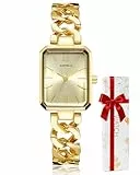 CIVO Damen Uhr Edelstahl Armbanduhr: Gold Rechteckig Damenuhr - Wasserdicht Analog Uhren für Frauen