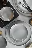 Kütahya Porselen Geschirr Set – 12-teiliges Tafelservice für 4 Personen aus hochwertigem Porzellan | Flachteller & tiefe Teller | Modern & spülmaschinenfest in Grau