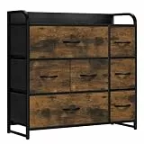 YITAHOME kommode mit Schubladen, Schrank mit 7 Schubladen aus Stoff, Aufbewahrungskommode Modernen Stil für Schlafzimmer, Wohnzimmer,Flur, rustikal braun