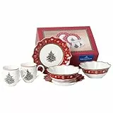 Villeroy & Boch - Toy's Delight Breakfast For Two Frühstücksservice 6 Teilig Für 2 Personen, Kaffeeservice Weihnachten, Kaffeegeschirr, Weihnachtsgeschirr, Frühstücksgeschirr Set, Premium Porzellan