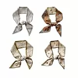 Axvxby 4er Set Haarschal Damen Schmales Halstuch Set Modisches Satintuch für Handtaschen für Damen Accessoires für Haare Hals und Tasche Weich Elegant