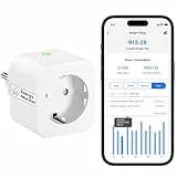 Meross WLAN Steckdose mit Strommessung, 16A Bluetooth Smart Steckdose Funktioniert mit Alexa, Google Home, Smart Plug mit Zeitschaltuhr, Fernbedienung und Fernsteuerung, 1 Stück