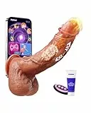 Verbesserte 5-in-1 KI-interaktiven Dildo Vibrator, XXL Dildo mit Stoßend, Vibrierend und Wärmend Sex Spielzeug für die Frau, Flüssigsilikon Analdildo Vibratoren für Frauen mit Saugnapf
