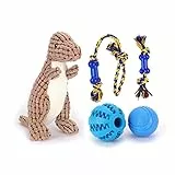 Nobleza - Hundespielzeug aus Seil, langlebig, gefüllt, quietschendes Plüschtier, Kauseil für Hunde, langlebiges Zahnungspaket für Welpen, Hundespielzeug-Geschenkset mit Box, 5 Stück