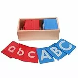 CLISPEED Montessori Sandpapier Buchstaben Holz Lernbrett Rot Blau Pädagogisches Sprachförderungsspielzeug Für Vorschule Kindergarten Jungen Mädchen Kreatives Alphabet Tracing Tool