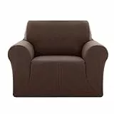 Deconovo Sesselbezug für 1-Sitzer, Jacquard, schokoladenfarben, Bezug für Sessel, Entspannung, Wohnzimmer, Dekoration von Sesseln im Wohnzimmer