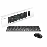 MSI Forge K210 Wireless Combo Tastatur, QWERTZ, DE Layout + Maus-Paket – ScherenSwitches, flaches Profil, 2,4 GHz, 120 Stunden, wiederaufladbar, Maus, optischer Sensor mit 1600 DPI, symmetrisch