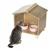 BALAPET Katzenfutterstation & Unterschlupf für Katzen - Wasserdichtes Katzenhaus für Futterstation im Freien, perfekt für Wildkatzen, Vögel, Kaninchen, Katzen & Hunde
