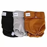 Avont 3 Stück Wiederverwendbare Hundewindeln, Hochsaugfähige, waschbare und umweltfreundliche Damenbinden Höschen für weibliche Haustiere -Schwarz/Braun/Grau