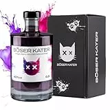 BÖSER KATER Magic Berry Gin | Farbwechsel-Effekt von Violett zu Rot durch Tonic Water | Das perfekte Geschenk in hochwertiger Geschenkbox | Handgemacht mit fruchtigem Beeren-Geschmack 0,5l 40% Vol.