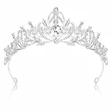 Rierousy Tiara Hochzeit, Krone Damen, Krone Braut, Kristallkrone Strass Krone, Hochzeit Diadem für Hochzeiten, Abschlussbälle, Festumzüge, Prinzessinnenpartys, Geburtstagsfeiern Usw (Silber)