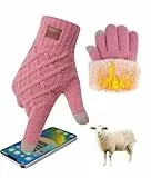 FORVEVO Handschuhe Damen Winter,Wolle Thermo Handschuhe Damen mit Fleece Futter,Warme Touchscreen Winterhandschuhe für Outdoor Sportarten Reiten Laufen Skifahren(Rosa)
