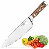 ZOLMER® Kochmesser - Extra scharfes Küchenmesser - Chefmesser mit komfortablem Griff aus Pakka Holz - Einzigartiges Schneideerlebnis