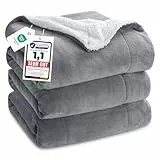 BEDSURE Kuscheldecke - Warm Sherpa Wolldecke & Sofadecke, Flauschig Sofaüberwurf Decke, Dicke Couchdecke, Fleecedecke, Flauschige Wohndecke für Couch, Grau, 220x240 cm, XXL