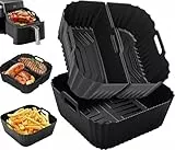 3 Stück Airfryer Silikonform für Heißluftfritteuse, Air Fryer Zubehör Wiederverwendba Silikon Einsatz anstelle Backpapier, Heißluftfritteuse Zubehör für COSORI, Russell Hobb, Chefman, Ninja, Cecotec
