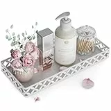 EKNITEY Kosmetiktablett für Badezimmer-Theke – kleines rechteckiges dekoratives Tablett, 27,9 cm, schwarz, für Parfüm, Make-up, Kosmetik, Schmuck (White)