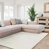 Interiyou Fargo - Teppich Wohnzimmer 160x230 cm Creme - Kurzflor Waschbar und rutschfest - Flauschiger Fellteppich aus Kunstfell - weicher Langflor Fell
