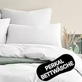 Seralino Bio Perkal Bettwäsche 135x200 Weiß| Bettwäche Perkal 135 x 200 inkl Kopfkissenbezug 80x80| weiche Bettwäsche 135x200 |mit Reißverschluss| Bettbezug Baumwolle